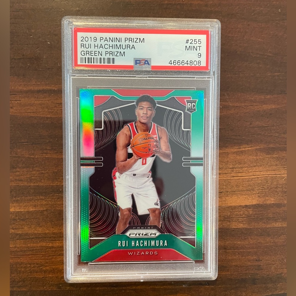 2019 Rui Hachimura Panini Prism green #255 rookie card PSA mint 9